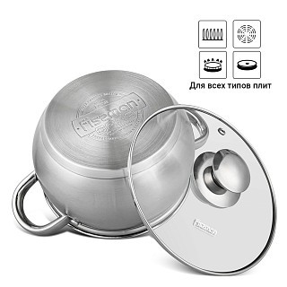 Каструля Fissman PRIME 24x13,5 см / 6,1л зі скляною кришкою (5514) Каструля Fissman PRIME 24x13,5 см / 6,1л зі скляною кришкою (5514)