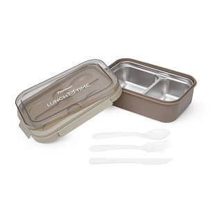 Ланч-бокс Fissman з двома відділенням 20,5х13,5х7,5 см 800 мл, колір коричневий нержавіюча сталь (16757)