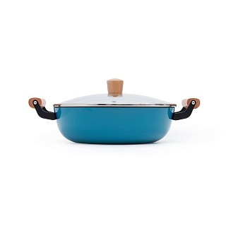 Сотейник Fissman SEAGREEN 28x8 см/4 л со стеклянной крышкой эмалированный чугун с антипр. покр. (4023)