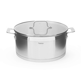 Кастрюля Fissman FOBUS 28x13 см 8 л со стеклянной крышкой нержавеющая сталь (15357)