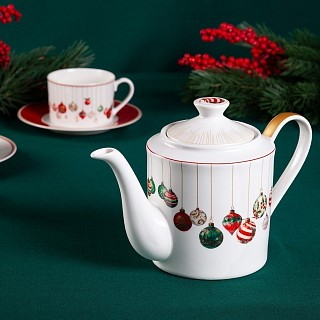 Заварювальний чайник Fissman CHRISTMAS BALLS 1150 мл порцеляна (16088)