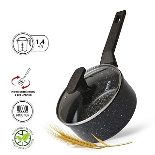 Ківш Fissman CARRIE 16x7,6 см/1,4 л зі скляною кришкою алюміній з антипригарним покриттям (14481) Ківш Fissman CARRIE 16x7,6 см/1,4 л зі скляною кришкою алюміній з антипригарним покриттям (14481)