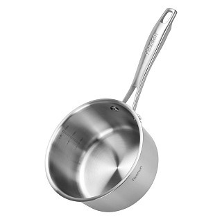 Ківш Fissman PREMIUM ONE 16x9 см / 1,6 л зі скляною кришкою нержавіюча сталь (15090)