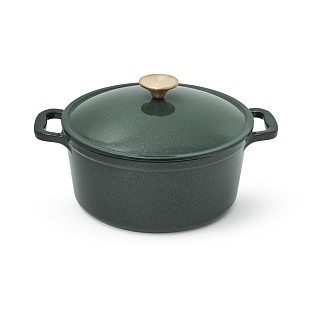 Каструля Fissman LE MANS GREEN 24x11,5 см / 4,5 л. з кришкою емальований чавун (4155)