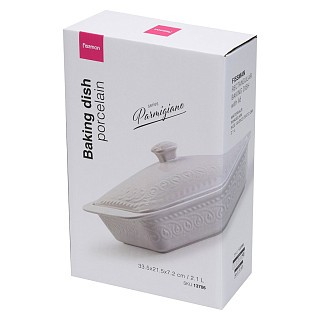 Форма для запекания Fissman прямоугольная с крышкой PARMIGIANO 335х215х72 см/21 л фарфор (13706)