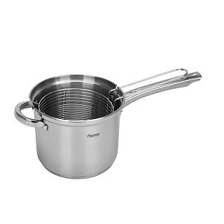 Ковш Fissman FEDELE 18x15 см 3,57л. со вставкой-пароваркой и стеклянной крышкой нерж.сталь (5375)