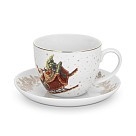 Кухоль Fissman CHRISTMAS 400 мл з блюдцем порцеляна (14022)