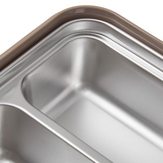 Ланч-бокс Fissman з двома відділенням 20,5х13,5х7,5 см 800 мл, колір коричневий нержавіюча сталь (16757)