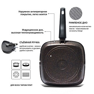 Квадратная сковорода-гриль Fissman REBUSTO 24x4 см (4230) Квадратная сковорода-гриль Fissman REBUSTO 24x4 см (4230)