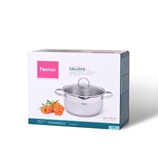 Кастрюля со стеклянной крышкой Fissman CALLISTO 20x11,5 см на 3,5 л (5207)