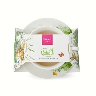 Кухоль Fissman RABBIT 200 мл з блюдцем порцеляна (13727) Кухоль Fissman RABBIT 200 мл з блюдцем порцеляна (13727)