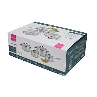 Набор посуды Fissman FEDERICA приметов со стеклянными крышками нержавеющая сталь (5399)