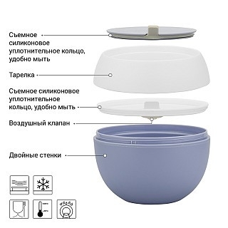 Ланч-бокс с двумя отделением круглый Fissman 15x12 см / 800 мл (6803) Ланч-бокс с двумя отделением круглый Fissman 15x12 см / 800 мл (6803)