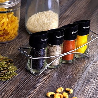 Набір для приправ Fissman 4x100 мл на підставці скло (6431)