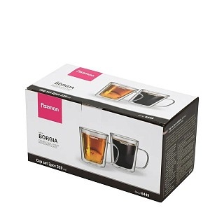 Комплект из двух стаканов Fissman BORGIA 320 мл жаропрочное стекло с двойными стенками (6449)