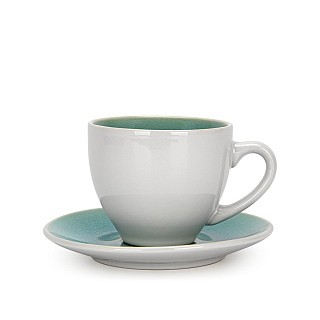 Кухоль Fissman CELINE 220 мл з блюдцем, колір лазурний кераміка (6228)