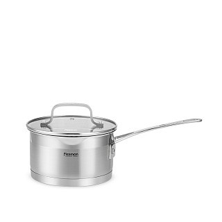 Ківш Fissman FOBUS 16x9 см 1,6 л із скляною кришкою нержавіюча сталь (5379)