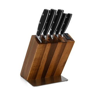 Набір ножів 6 придметів Fissman NAKAJIMA в дерев`яній підставці 420J2 сталь (2714)