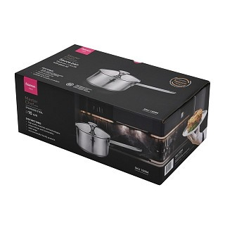 Ковш Fissman MASTER CHEF 16x9 см/1,6 л со стеклянной крышкой нержавеющая сталь (15094)