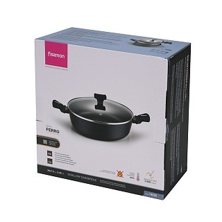 Сотейник Fissman со стеклянной крышкой FERRO 26x7,5 см 3,49 л алюминий с антипригарным покрытием (14526)