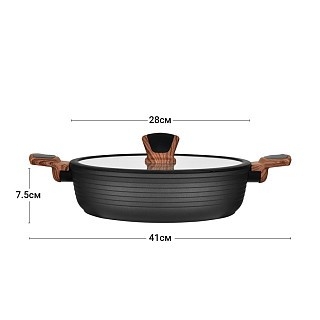 Сотейник Fissman 28x7,5 см 4100 мл DIAMOND GREY со стеклянной крышкой (4306)