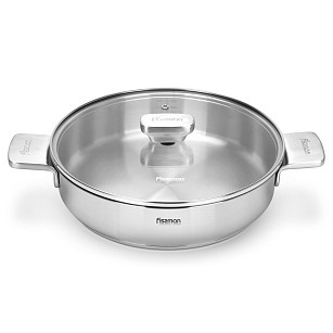 Сотейник Fissman PREMIUM ONE 26x6 см/2,7 л со стеклянной крышкой нержавеющая сталь (15093)