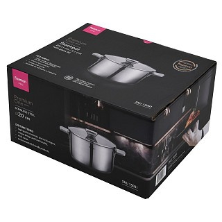 Кастрюля Fissman PREMIUM ONE 20x11 см/3,1 л со стеклянной крышкой нержавеющая сталь (15091)