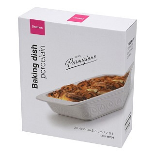 Форма для запекания Fissman квадратная PARMIGIANO 284х244х55 см/20 л фарфор (13704)