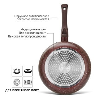 Сковородка глубокая для жарки Fissman MOSSES STONE 24x 5 см (14941)