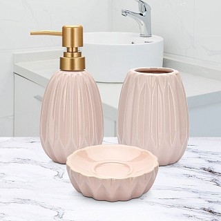 Дозатор жидкого мыла Fissman 300 мл, стакан 400 мл и мыльница в наборе (9512)