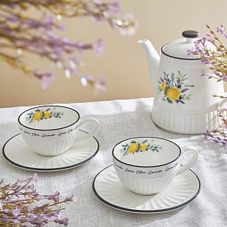 Набор из 2-х кружек Fissman PROVENCE 250 мл с блюдцами фарфора (13618)