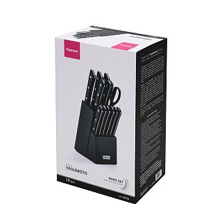 Набор ножей Fissman 13 приметы YASUMOTO в деревянной подставке X30Cr13 сталь (2716)