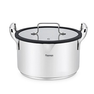 Кастрюля Fissman FABIA 22x12,5 см 4,5л. со стеклянной крышкой нержавеющая сталь (5267)