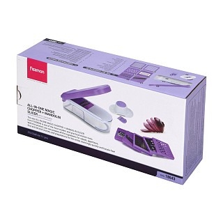 Овощерезка с теркой и контейнером Fissman 27x12x8 см - набор из 11 предметов нержавеющей стали (18643)