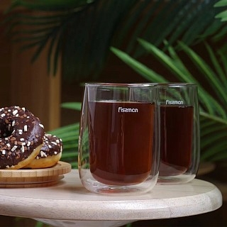 Комплект из двух стаканов Fissman BONBON 350 мл жаропрочное стекло с двойными стенками (6448)