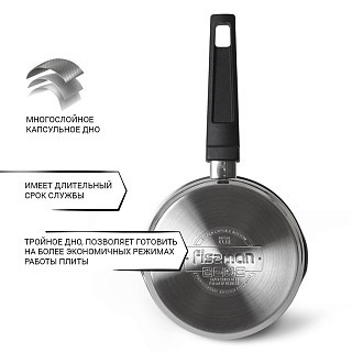 Ківш Fissman ELIZ 16x9 см/1,7л. зі скляною кришкою нерж. сталь (5316) Ківш Fissman ELIZ 16x9 см/1,7л. зі скляною кришкою нерж. сталь (5316)