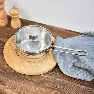 Ківш Fissman BAMBINO нержавіюча сталь 900 мл зі скляною кришкою (5271)