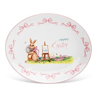 Тарелка овальная Fissman HAPPY EASTER 31х25 см доломит (0432)
