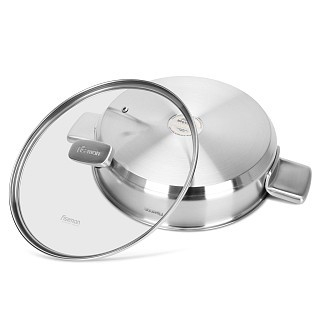 Сотейник Fissman PREMIUM ONE 26x6 см / 2,7 л зі скляною кришкою нержавіюча сталь (15093)