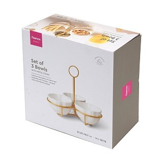 Минажница Fissman 21х21х16,7 см на стальной подставке фарфора (16110)