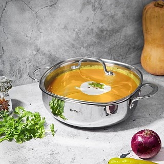 Сотейник Fissman EXCLUSIVE PRO 26x9 см/4,6 л со стеклянной крышкой нержавеющая сталь (5543)