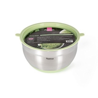 Миска Fissman 20x12 см/3 л с крышкой и силиконовой основой нержавеющая сталь (5179)