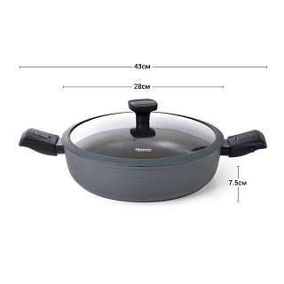 Сотейник Fissman BRILLIANT 28x7,5 см / 4,1л зі знімними ручками та скляною кришкою (14386)