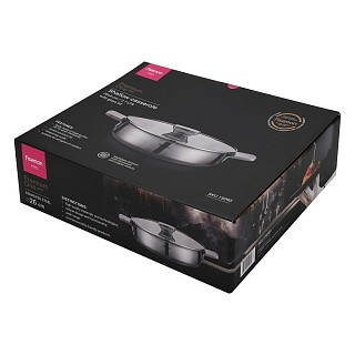 Сотейник Fissman PREMIUM ONE 26x6 см/2,7 л со стеклянной крышкой нержавеющая сталь (15093)