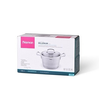 Каструля Fissman MILLENIUM 16x9 см / 1,5л зі скляною кришкою (5361)