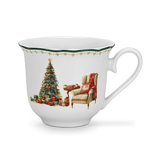 Набор из 2-х кружек Fissman 250 мл CHRISTMAS EVE с блюдцами фарфора (13760)