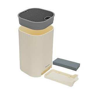 Підставка для кухонних ножів Fissman 14x14x23,5 см квадратна з точилом, колір бежевий пластик (12885)