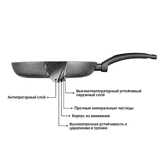 Сковорідка для смаження Fissman GREY STONE 26x4,8 см (4970)