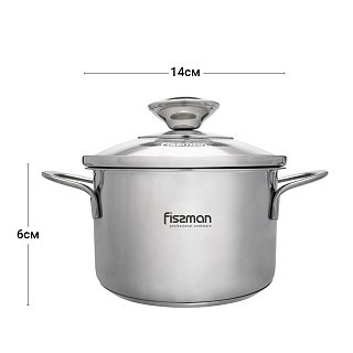 Кастрюля со стеклянной крышкой Fissman BAMBINO на 0,9 л (5273)