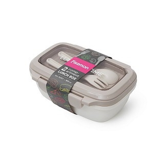 Ланч-бокс Fissman з двома відділенням 19,7х14х8,2 см 850 мл, колір сірий пластик (16751)